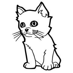 Cat cartoon line art vector
