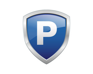 letter blue shield p