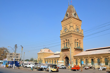 Empress Market clock tower in Karachi,Pakistan - obrazy, fototapety, plakaty