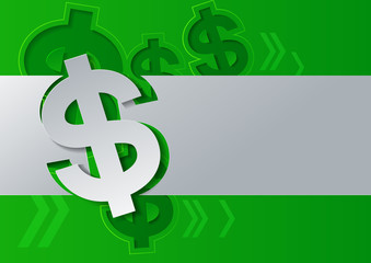 Dollar Sign Cut from White Paper on Green Background