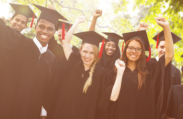 Diversity Students Graduation Success Celebration Concept