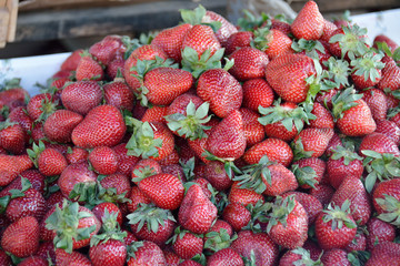 strawberries ready for sale on a local market