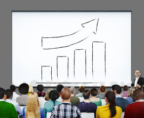 Bar Graph Growth Moving Up Improvement Concept
