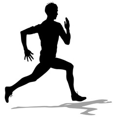 Silhouettes Runners on sprint, men. vector illustration.