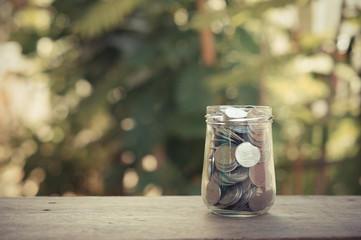 money in the glass with filter effect retro vintage style