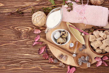 spa stuff on wooden background