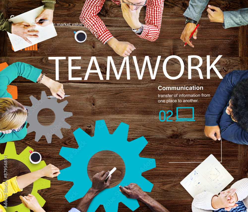 Poster teamwork team collaboration connection togetherness unity concep