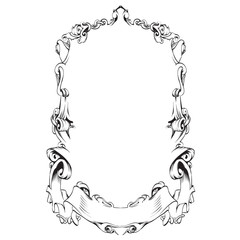 frame oval vintage baroque flowers vector