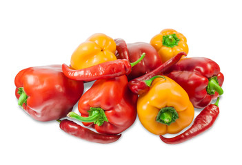 Several bell peppers and peppers chilly