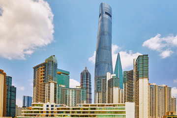 Fototapeta na wymiar Skyscrapers, city building of Pudong, Shanghai, China.