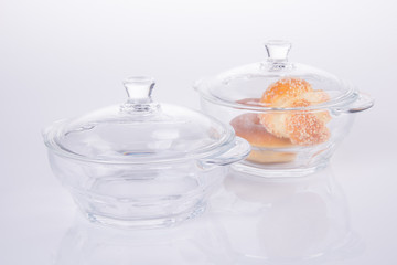 glass bowl with food on a background