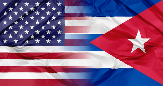 Cuba and USA flags