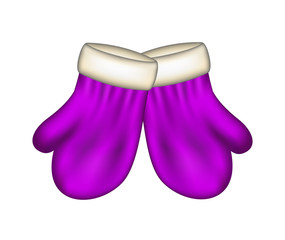 Winter mittens in purple design