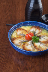 japanese cuisine. unagi or eel on the background