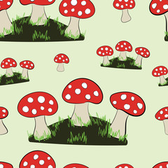 Seamless glades of fly agarics