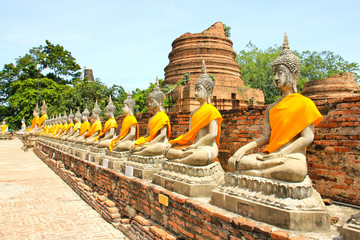 Fototapeta na wymiar Buddha Statues in Ayutthaya, Thailand.