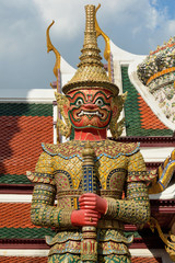 The Golden Pagoda and Yak statue at the phra kaew, bangkok,Thailand