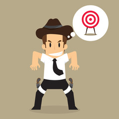 Cowboy Businessman sees the goal