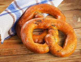 Freshly baked soft pretzels
