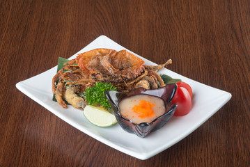 japanese cuisine. crab on the background