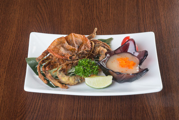 japanese cuisine. crab on the background