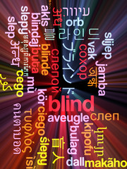 Blind multilanguage wordcloud background concept glowing