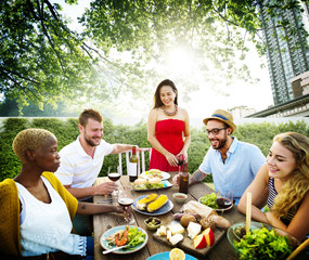 Diverse People Luncheon Food Garden Concept