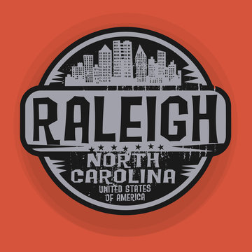 Stamp or label with name of Raleigh, North Carolina
