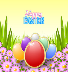 Easter eggs in the grass