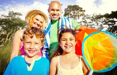 Family Kids Parents Playful Park Summer Concept