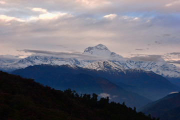 view of cloud and blue sky in annapurna mountain range , Nepal
