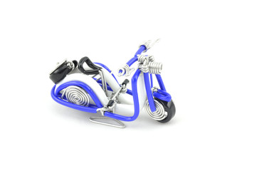 beautiful scooter made from white and blue wire. isolated white background