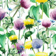 watercolor forest flowers pattern