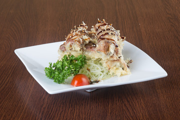 japanese cuisine. unagi or eel on the background