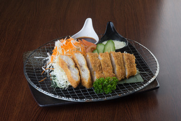 japanese cuisine. fried fish on the background