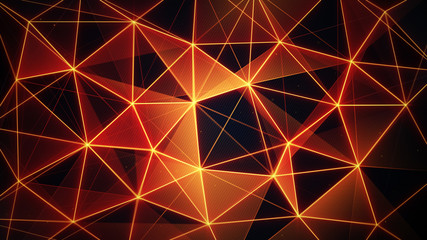 futuristic glowing orange network mesh