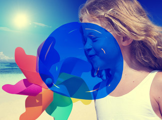 Naklejka premium Vacation Summer Holidays Blue Marker COncept