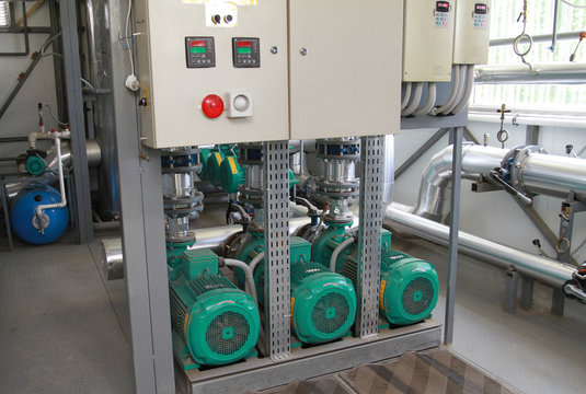 Group of pumps with a control panel