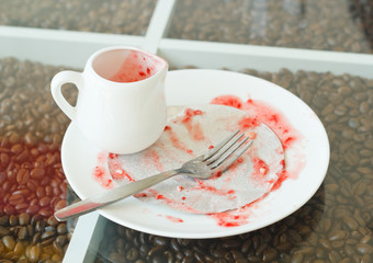 Dirty Empty plate of delicious cake.