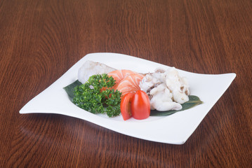 japanese cuisine. sashimi on the background