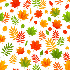 Seamless pattern with color autumn leaves 