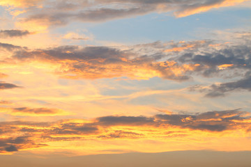 Fiery orange sunset sky. Beautiful sky.
