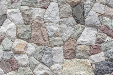 Closeup detail of modern stone wall with cement surface backgrou