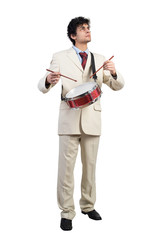 Businessman playing drums