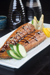 japanese cuisine. unagi or eel on the background
