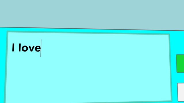 Typing SMS /  close up of display - I love you