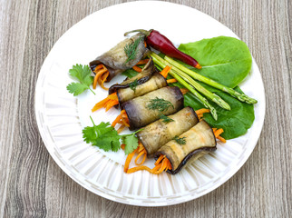 Eggplant rolls with carrot