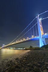 Tsing Ma bridge in Hiong Kong at night