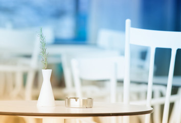 Coffee table with ashtray and vase