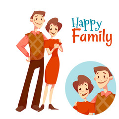Man and woman standing. Happy family. Vector illustration